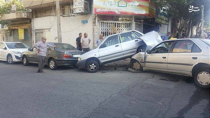 تصادف زنجیره‌ای ۵ خودرو در تهرانپارس +عکس